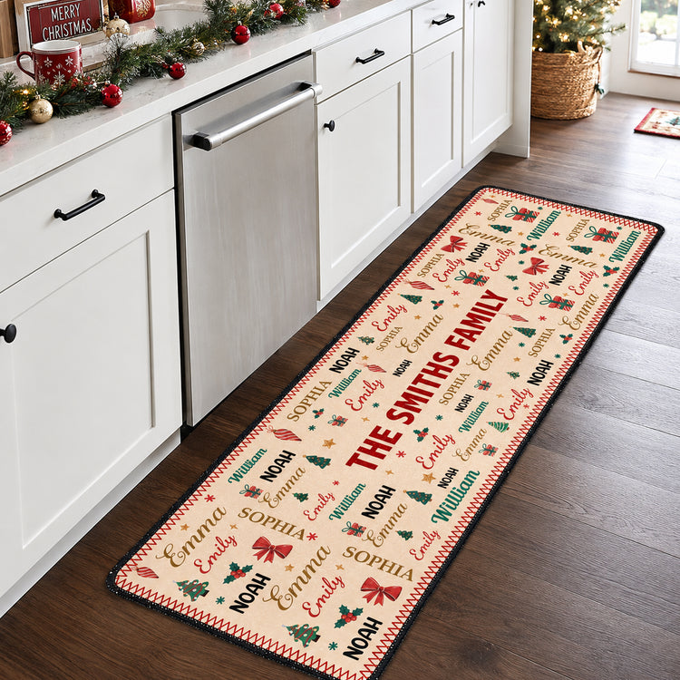 Family Name Word Christmas Theme - Personalized Runner Rug 4