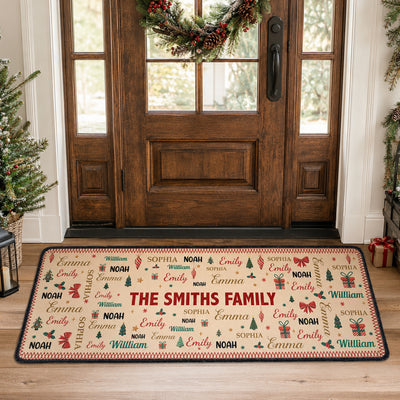 Family Name Word Christmas Theme - Personalized Runner Rug