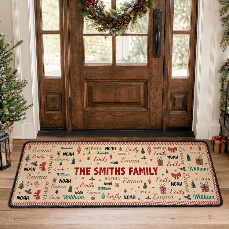 Family Name Word Christmas Theme - Personalized Runner Rug 5