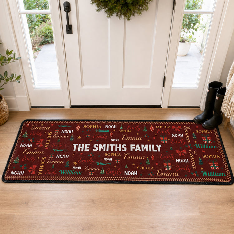 Family Name Word Christmas Theme - Personalized Runner Rug 6