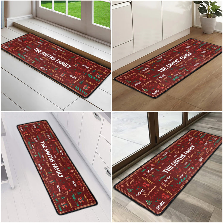 Family Name Word Christmas Theme - Personalized Runner Rug 8