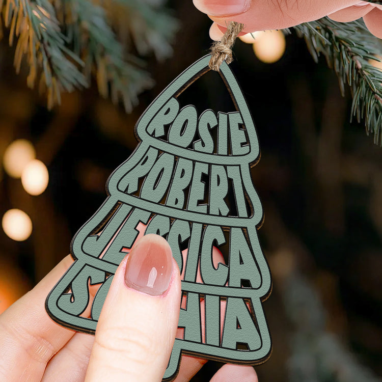 Family Names Christmas Tree Shape - Personalized Ornament 2