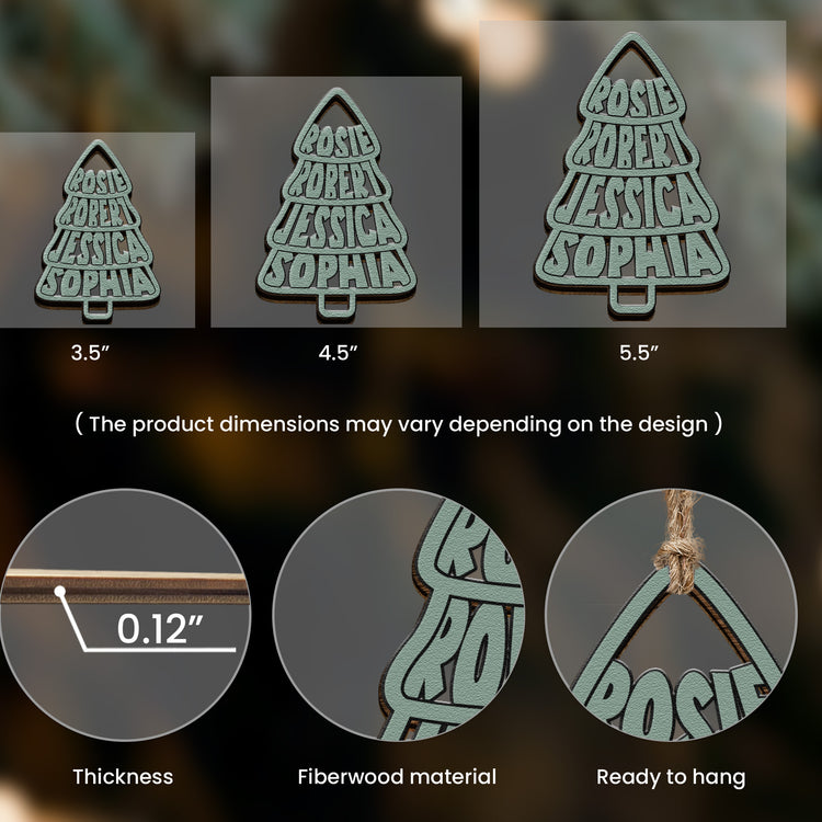 Family Names Christmas Tree Shape - Personalized Ornament 3