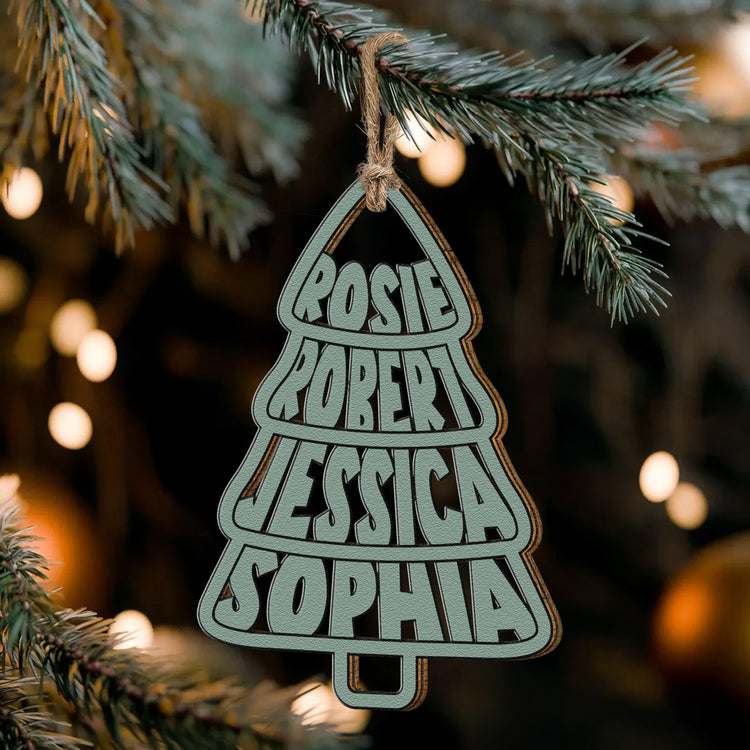 Family Names Christmas Tree Shape - Personalized Ornament 5