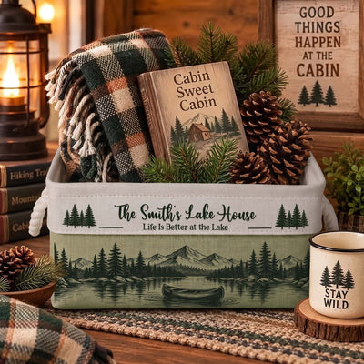 Family Outing Cabin Lakehouse Campfire Fire Pit Basket For Camping - Personalized Storage Basket