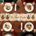 Family Pumpkin Halloween Patchwork Pattern Print - Personalized Table Runner 4
