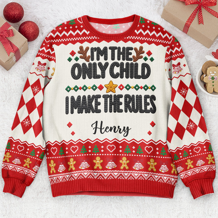 Family Rules For Siblings Christmas Gifts For Her, Him - Personalized Ugly Sweater 2
