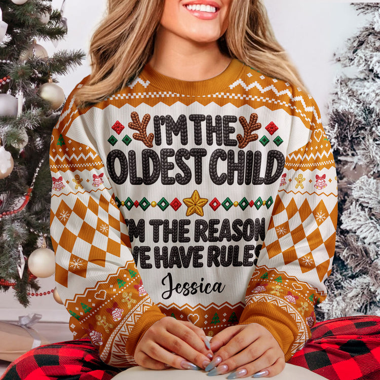 Family Rules For Siblings Christmas Gifts For Her, Him - Personalized Ugly Sweater 3