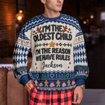 Family Rules For Siblings Christmas Gifts For Her, Him - Personalized Ugly Sweater 4