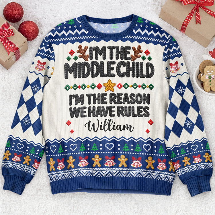 Family Rules For Siblings Christmas Gifts For Her, Him - Personalized Ugly Sweater 9
