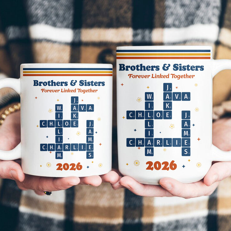 Family Siblings Custom Scrabble Words Vintage Retro Christmas Gifts New Version - Personalized Mug 4