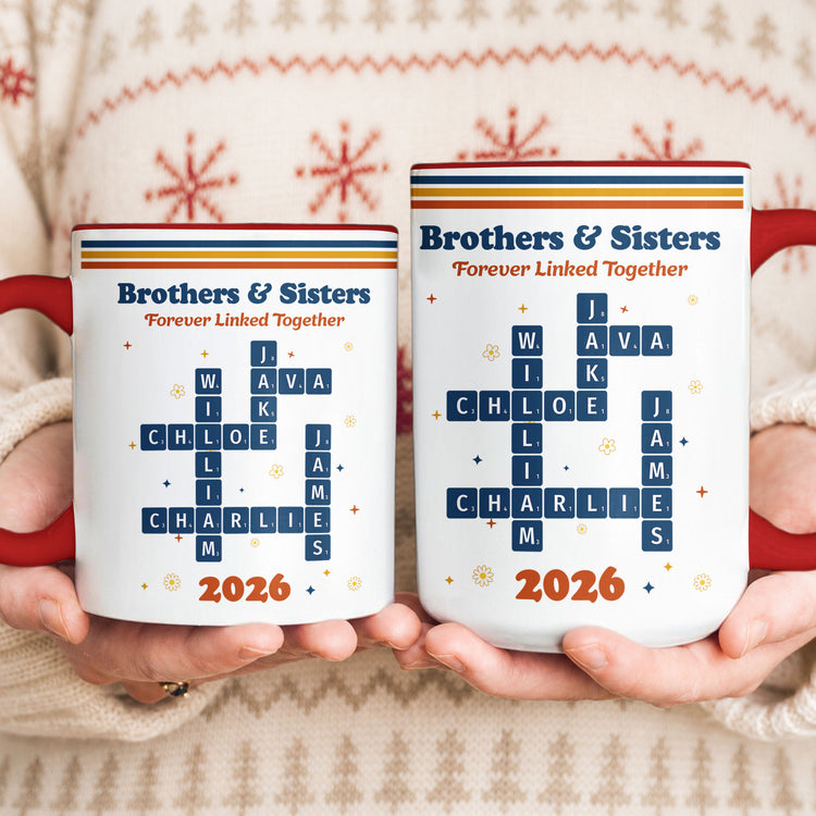 Family Siblings Custom Scrabble Words Vintage Retro Christmas Gifts New Version - Personalized Mug 5