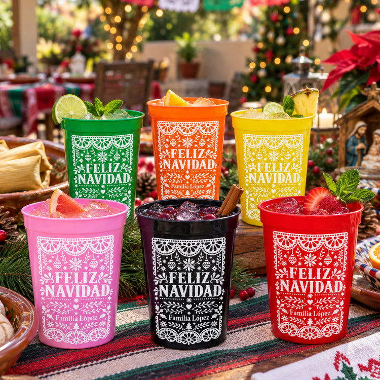 Feliz Navidad Custom Papel Picado Party Cups - Personalized Cups 1