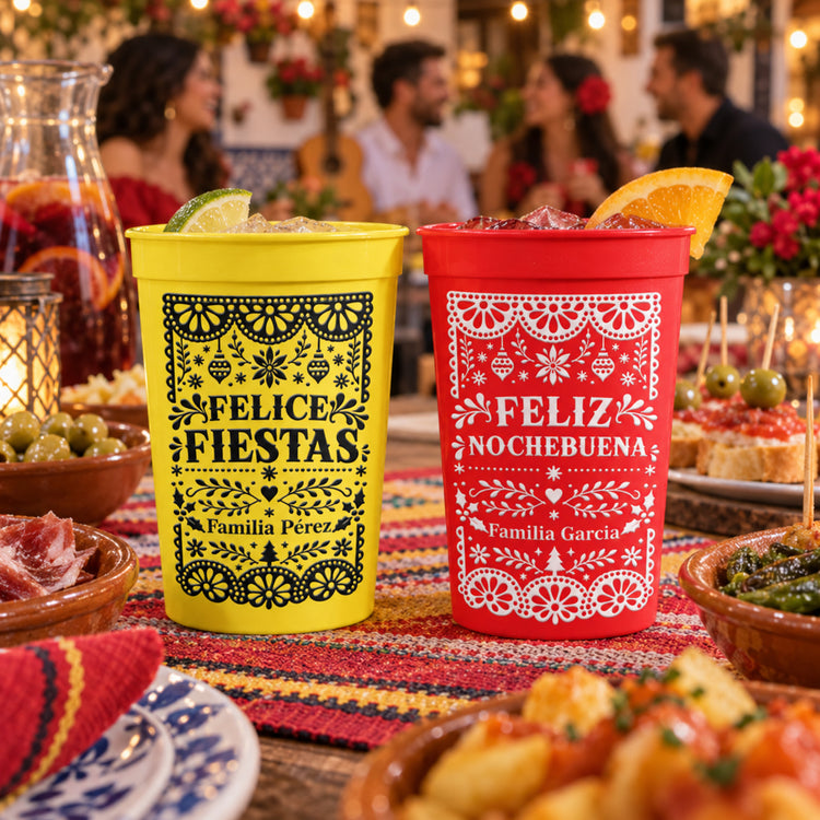 Feliz Navidad Custom Papel Picado Party Cups - Personalized Cups 4