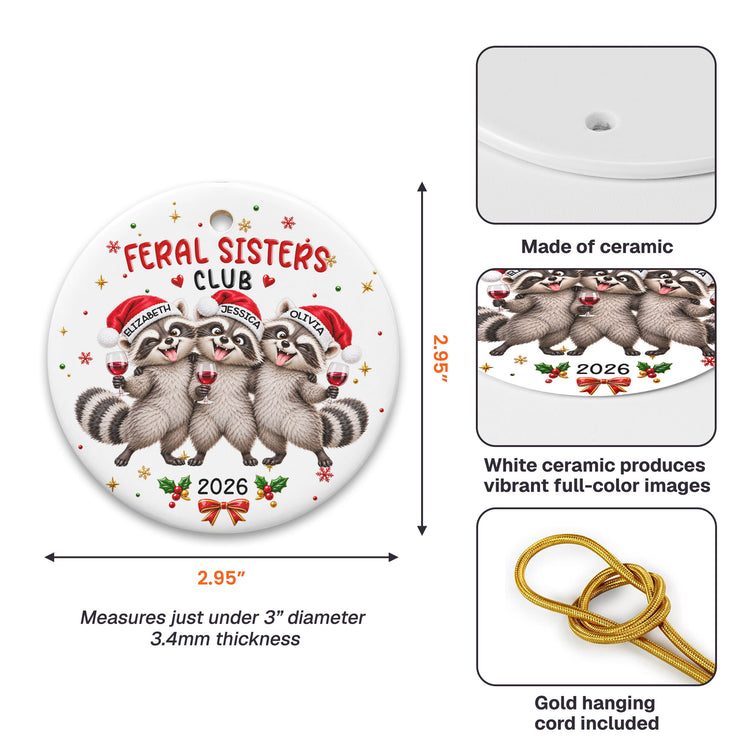 Feral Sister Funny Gift For Sisters Friends - Personalized Ornament 4