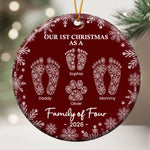 First Christmas As A Family Custom Footprints - Personalized Ornament 1
