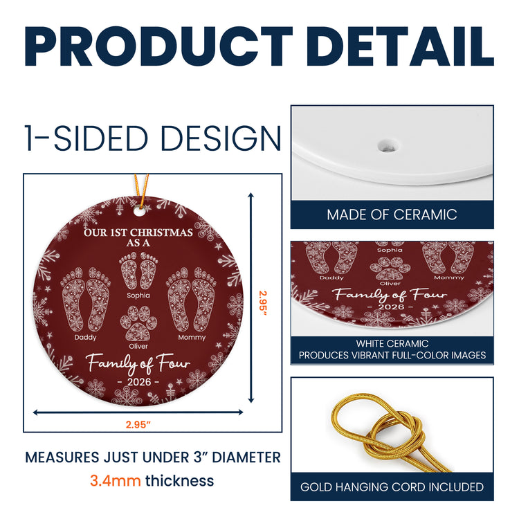 First Christmas As A Family Custom Footprints - Personalized Ornament 5