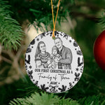 First Christmas As A Family Of Three, Four, Five Custom Photo Sketch Art - Personalized Ornament 5