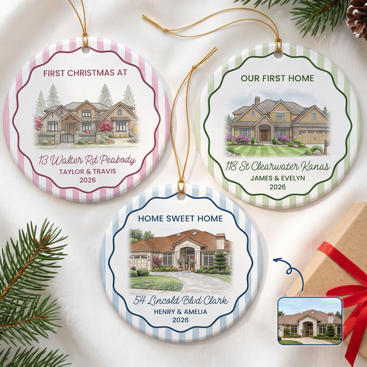 First Christmas At Our New Home Christmas Gifts For Couple, Family - Personalized Ornament 1