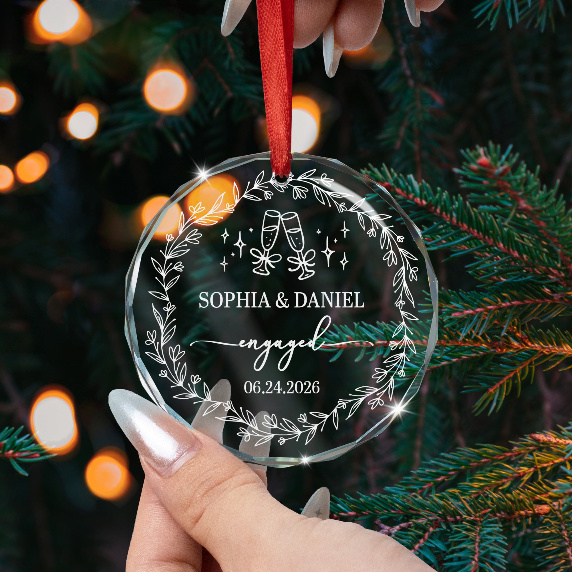 First Christmas Engaged Ornaments Engagement Wedding Gifts For Couple - Personalized Ornament 3
