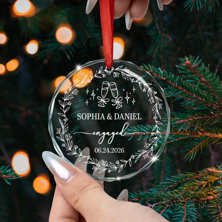 First Christmas Engaged Ornaments Engagement Wedding Gifts For Couple - Personalized Ornament 3
