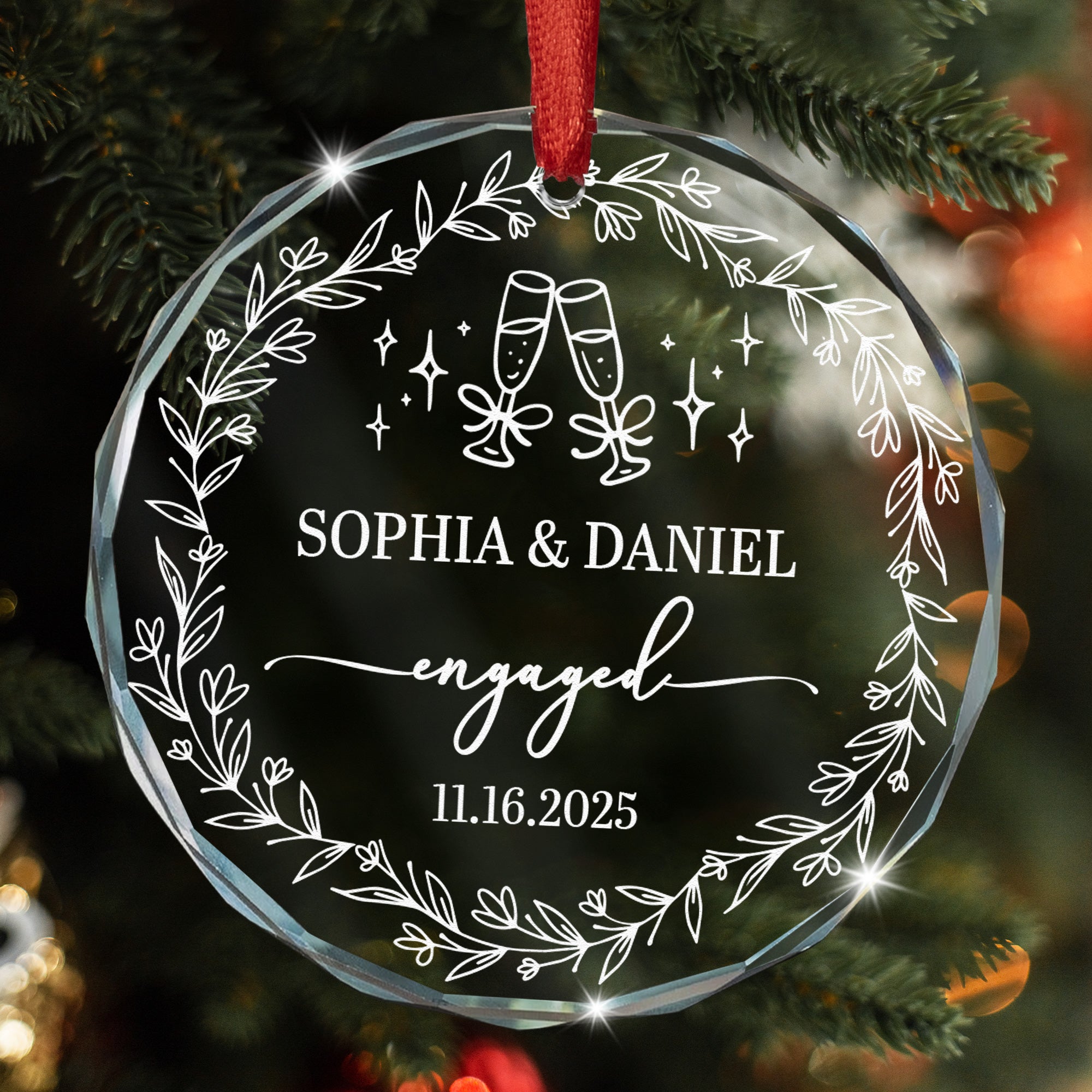 First Christmas Engaged Ornaments Engagement Wedding Gifts For Couple - Personalized Ornament 4