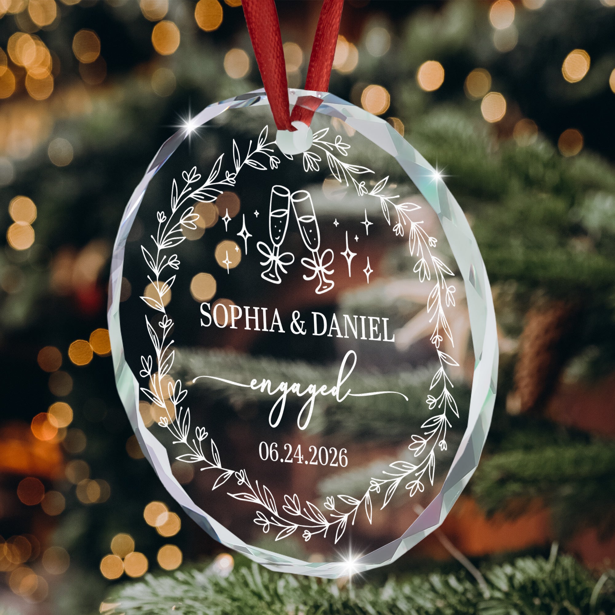 First Christmas Engaged Ornaments Engagement Wedding Gifts For Couple - Personalized Ornament 5