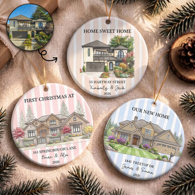 First Christmas Together In New Home Christmas 2026 Custom Photo Watercolor - Personalized Ornament