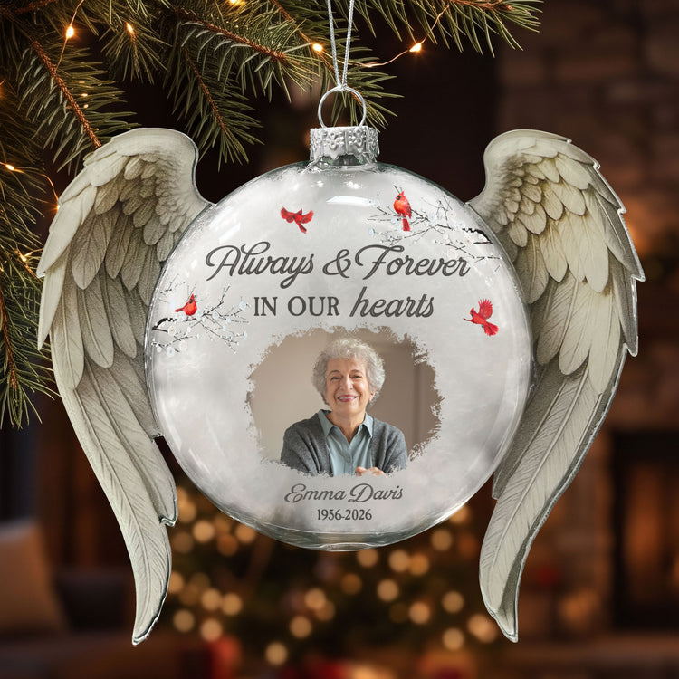 First Christmas Without You Custom Photo Memorial Christmas - Personalized Ornament 1