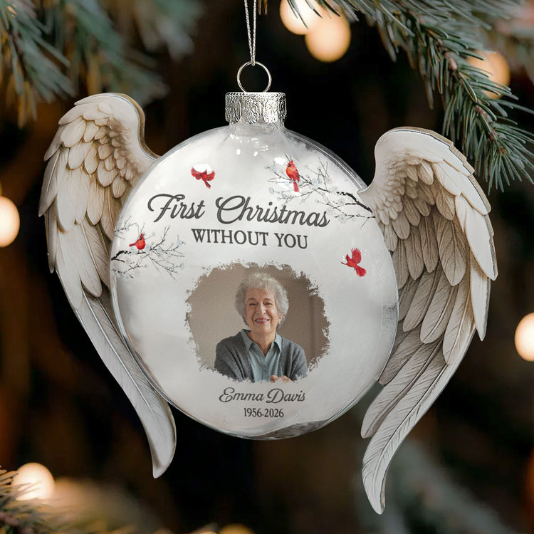 First Christmas Without You Custom Photo Memorial Christmas - Personalized Ornament 2