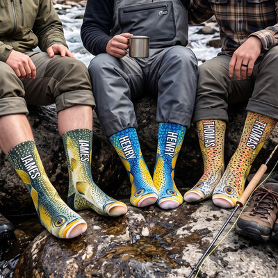 Fishing Funny 3D Gift For Grandpa Dad Husband - Personalized Socks