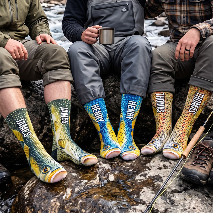 Fishing Funny 3D Gift For Grandpa Dad Husband - Personalized Socks 1