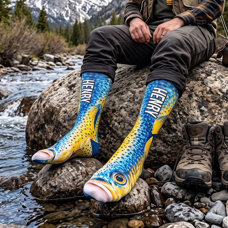 Fishing Funny 3D Gift For Grandpa Dad Husband - Personalized Socks 2