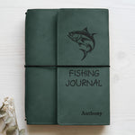 Fishing Log Book - Engraved Leather Fishlog Golf Gift For Him, Husband, Dad, Grandpa - Personalized Notebook Cover 1