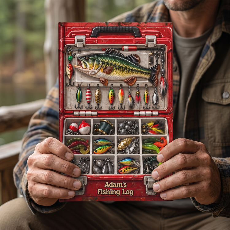 Fishing Log Book Fishing Tackle Box Printed - Gifts For Him - Personalized Journal 2