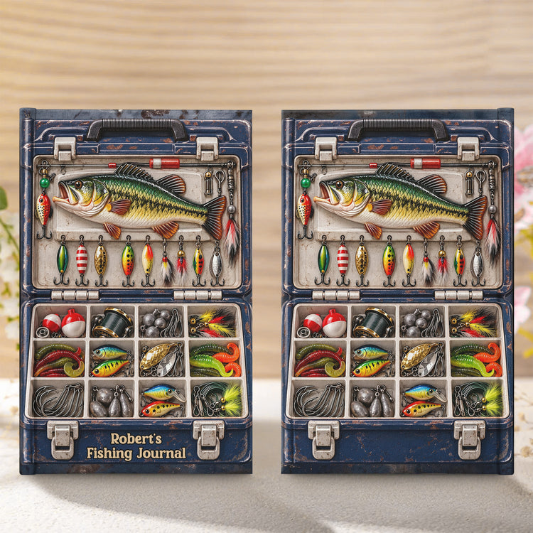 Fishing Log Book Fishing Tackle Box Printed - Gifts For Him - Personalized Journal 4