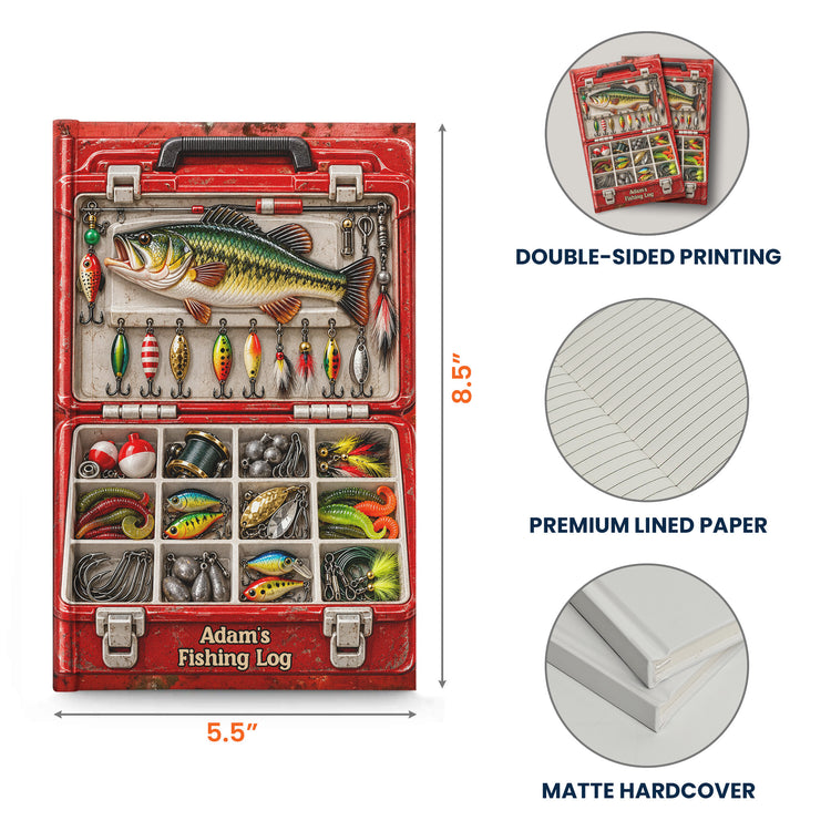 Fishing Log Book Fishing Tackle Box Printed - Gifts For Him - Personalized Journal 9