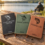 Fishing Log Book - Leather Fishlog Golf Gift For Him, Husband, Dad, Grandpa - Personalized Journal 1