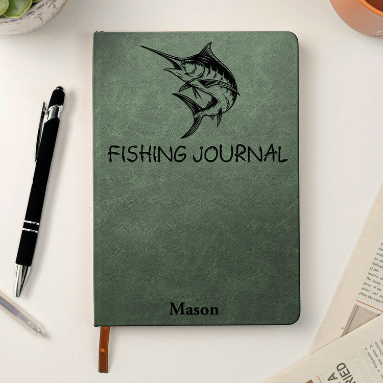 Fishing Log Book - Leather Fishlog Golf Gift For Him, Husband, Dad, Grandpa - Personalized Journal 2