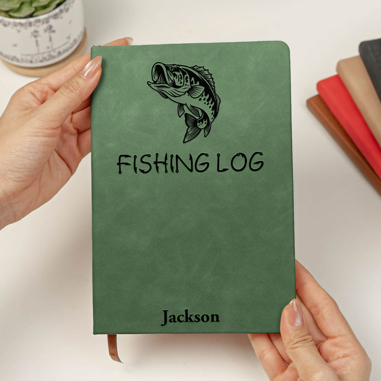 Fishing Log Book - Leather Fishlog Golf Gift For Him, Husband, Dad, Grandpa - Personalized Journal 3