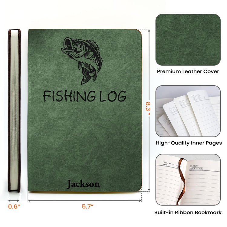 Fishing Log Book - Leather Fishlog Golf Gift For Him, Husband, Dad, Grandpa - Personalized Journal 6
