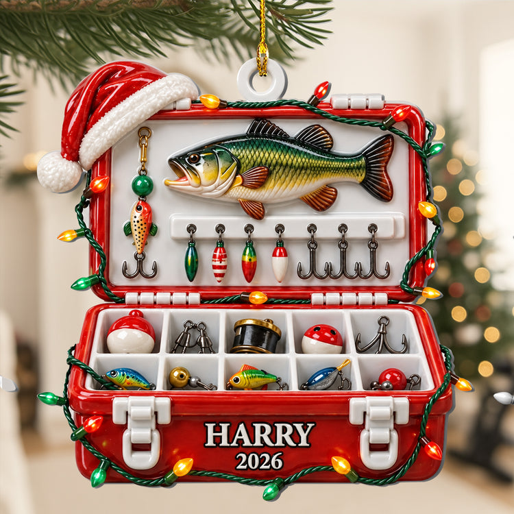 Fishing Tackle Box 3D Ornament For Fisherman, Dad Fishing Man Gifts - Personalized Ornament 1