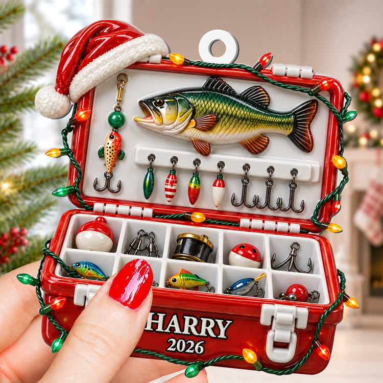 Fishing Tackle Box 3D Ornament For Fisherman, Dad Fishing Man Gifts - Personalized Ornament 4