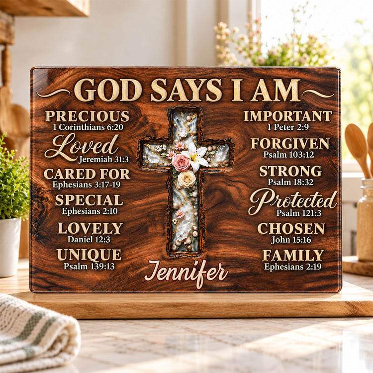 Floral Faith Kitchen Decor Rustic Farmhouse Resin Effect Gift For Her - Personalized Cutting Board 1
