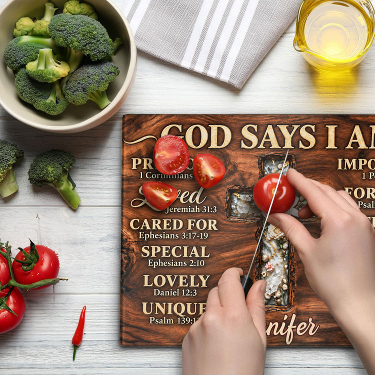 Floral Faith Kitchen Decor Rustic Farmhouse Resin Effect Gift For Her - Personalized Cutting Board 4