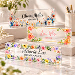 Floral Office Decor Custom Name Gift For Coworker Teacher - Personalized Name Plate 1