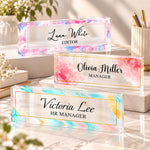 Floral Office Decor Custom Name Gift For Coworker Teacher - Personalized Name Plate 3