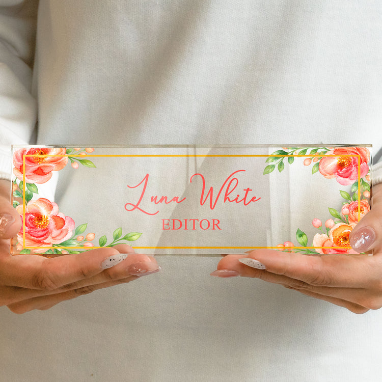Floral Office Decor Custom Name Gift For Coworker Teacher - Personalized Name Plate 4