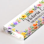 Floral Office Decor Custom Name Gift For Coworker Teacher - Personalized Name Plate 5
