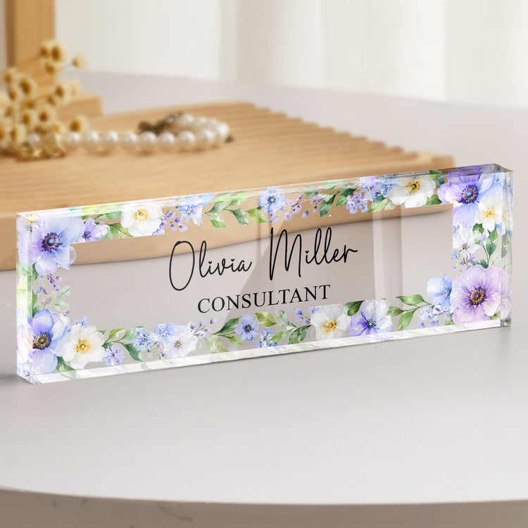 Floral Office Decor Custom Name Gift For Coworker Teacher - Personalized Name Plate 7